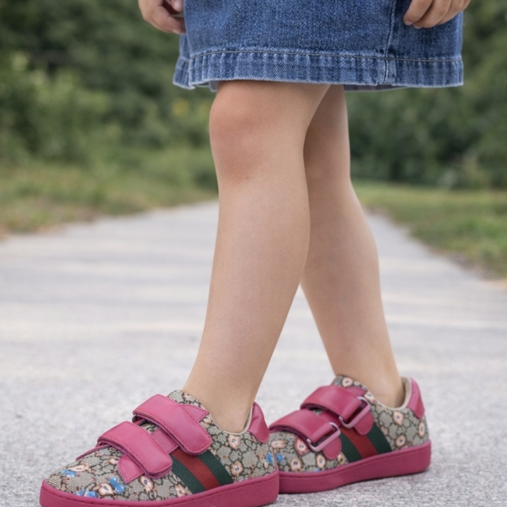 Gucci Bambi GG Canvas Kids Sneakers Pink EU 31 US 13C Rare - Picture 3 of 13